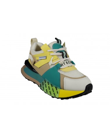 Sneakersy damskie JOHN DOUBARE - 3577-1 zielony, żółty