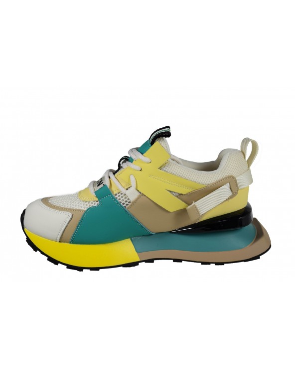 Sneakersy damskie JOHN DOUBARE - 3577-1 zielony, żółty